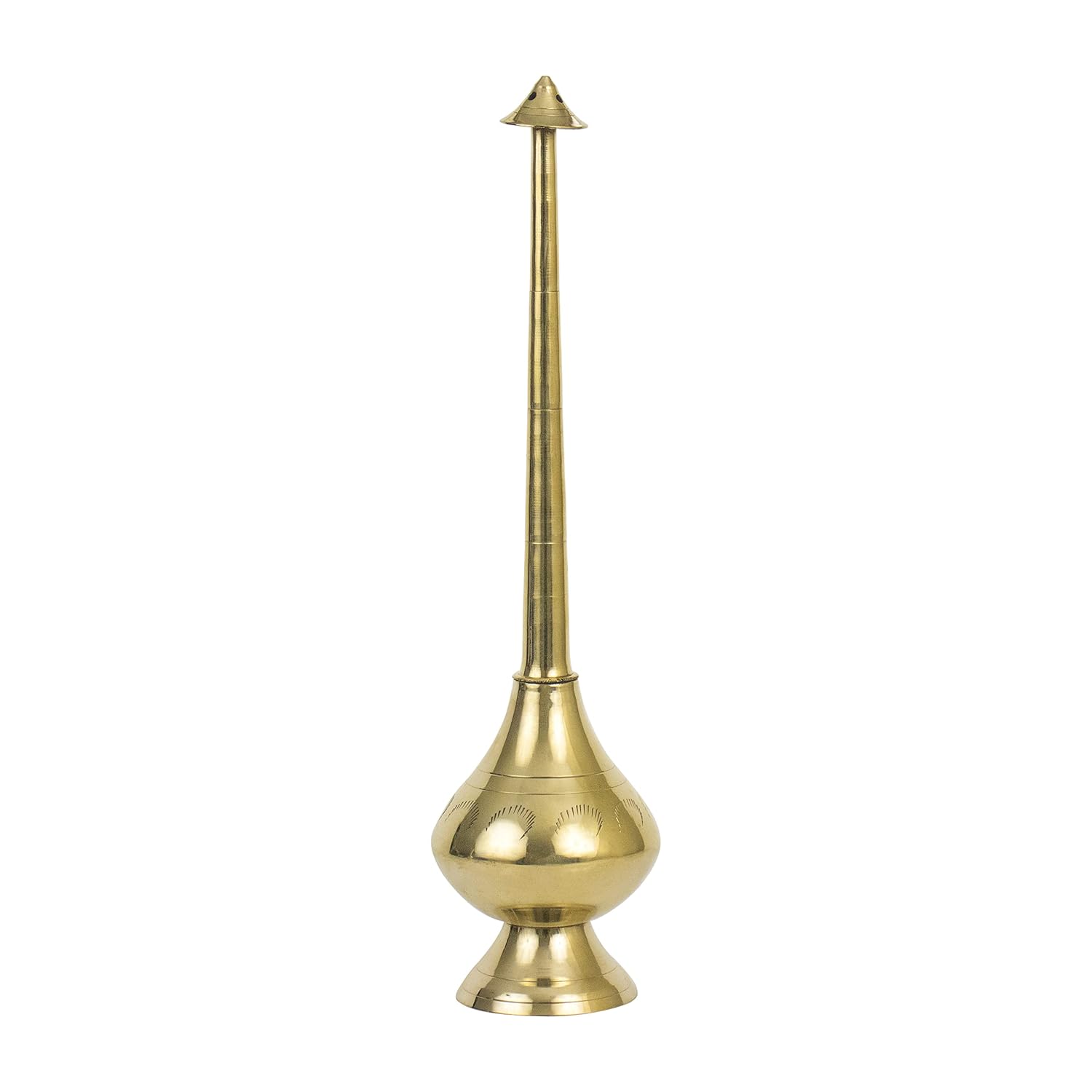 Brass Sprinkler Bottle for Holy Water, Gangajal and Perfume Gulab Pash Rose Water Paneer Sombu – (large, 11 Inch)
