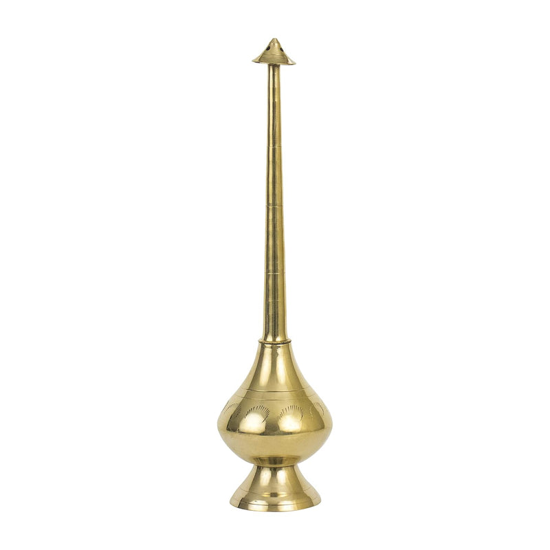 Brass Sprinkler Bottle for Holy Water, Gangajal and Perfume Gulab Pash Rose Water Paneer Sombu – (large, 11 Inch)
