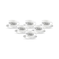 La Opala Diva, Opal Glass Crockery | Cup & Saucer Iris Regular, Set of 12 | Morning Glory, 160 ml | for Tea & Coffee | Microwave Safe | 100% Vegetarian | Extra Strong | Super Light | Super White