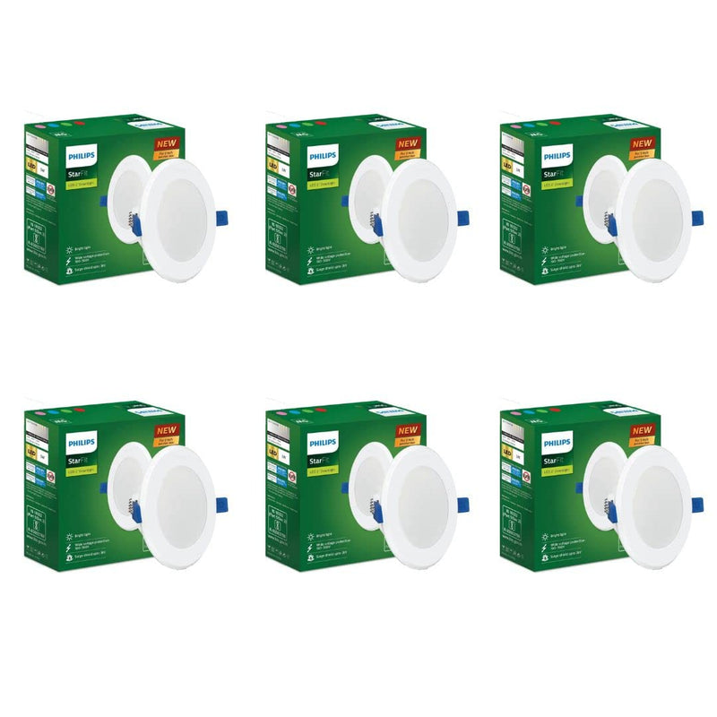 Philips Starfit 5 watt Concealed JB LED downlighter for Ceiling with 3 inch Cut-Out (Warm White, Pack of 6)