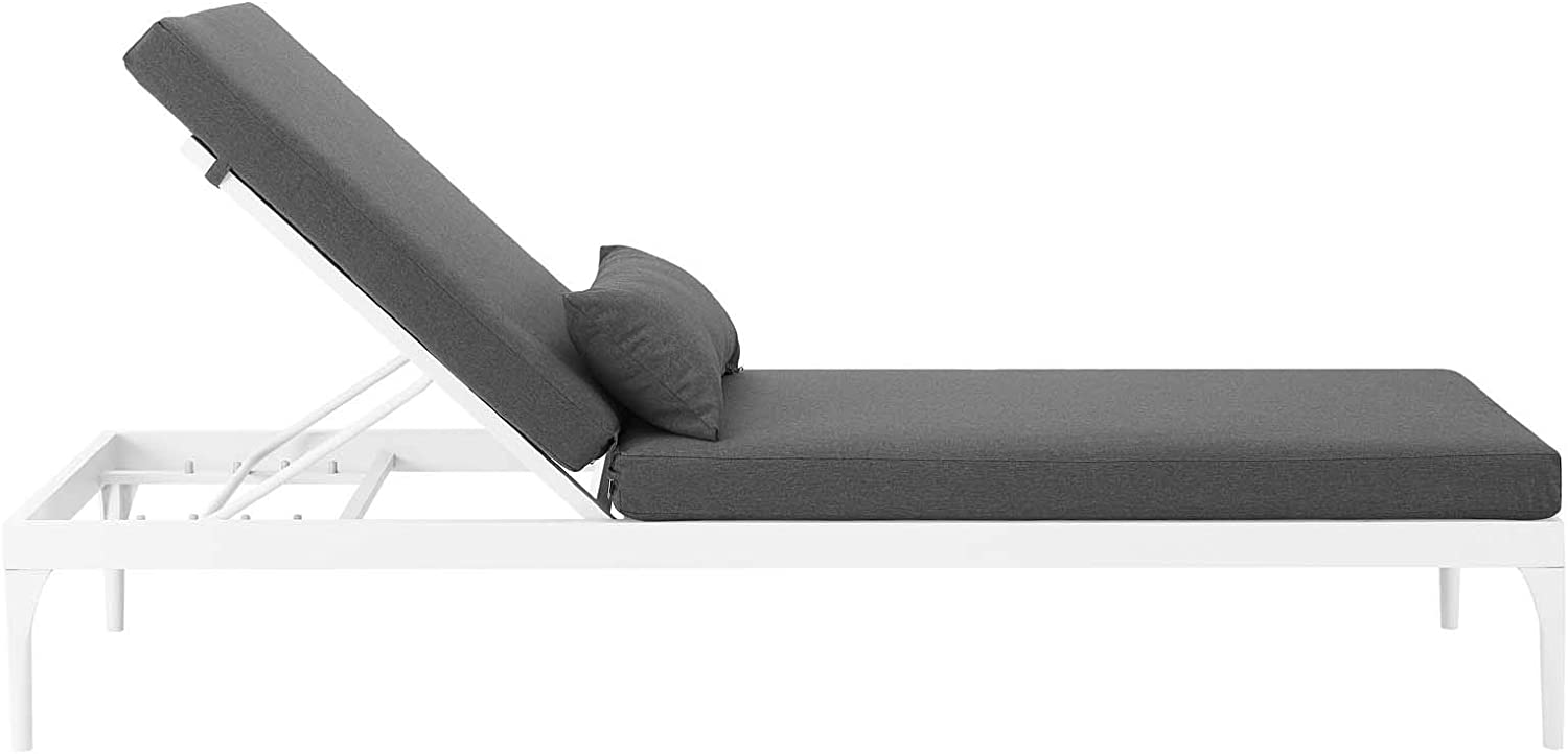 Garfield Outdoor Swimming Poolside Lounger (White + Dark Grey)