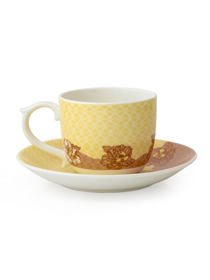 Clay Craft Fine Ceramic Maharani Super S303 Cup & Saucer Set of 12 (6 Cups + 6 Saucers) - 180 ml Each