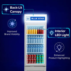 Blue Star VC325 5 Star Frost Free Vertical Glass Single Door Visi Cooler (300L, white)