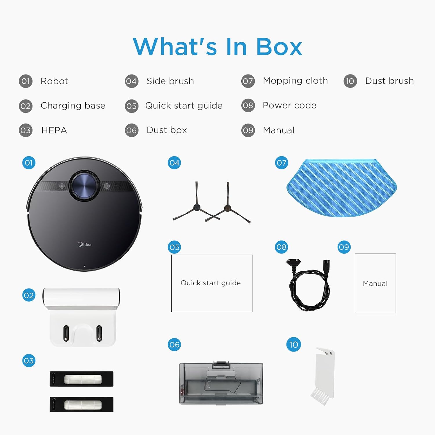 Midea M7 Robotic Vacuum Cleaner |Wet & Dry | BLDC Motor | 4000Pa Suction| 5th gen lidar Navigation 30 Set sensors |Auto Return Charge| Alexa & Google Enabled