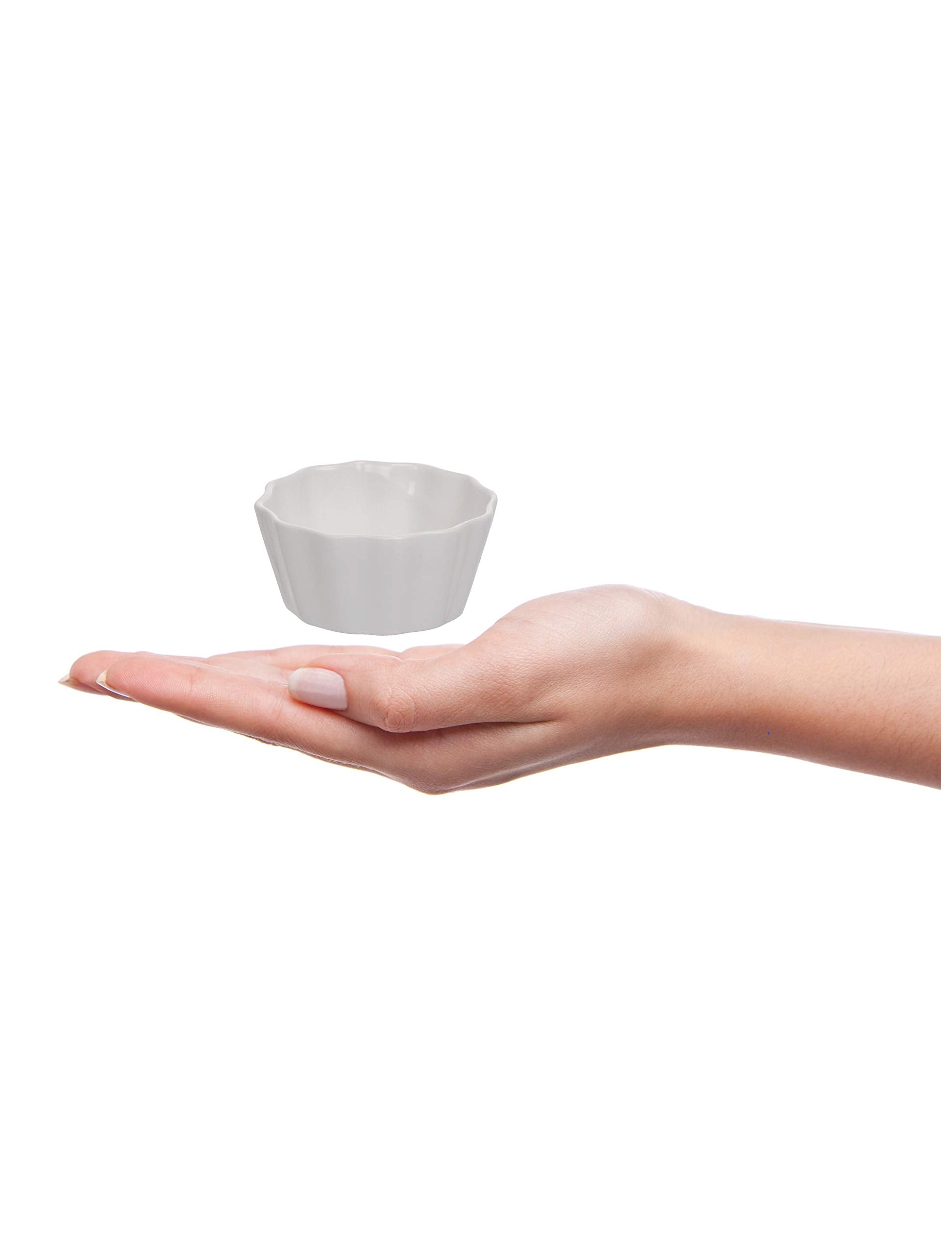 Clay Craft Basics Small White Round Dipping Bowls,Mini Side Seasoning Dish,Condiment Dishes Pack of 4 (50ml) Perfect for Modern Kitchen