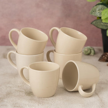 Clay Craft Fine Ceramic Horizon Ivory Cups & Saucer, Set of 12, Cups for Tea & Coffee, Gift Set, Elegant Design for Home and Kitchen and Can Be Gifted to Your Loved Ones On Any Occassions