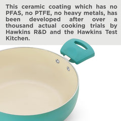 Hawkins 3 Litre Cook n Serve Casserole, Aqua Casserole with Glass Lid, Aqua Blue (IUC30G)