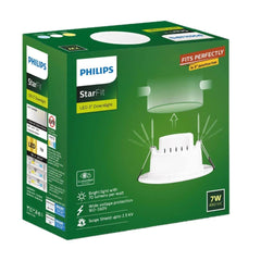Philips Polycarbonate Starfit 7 watt Concealed JB LED downlighter for Ceiling with 3 inch Cut-Out (Cool Day (Pack of 2)
