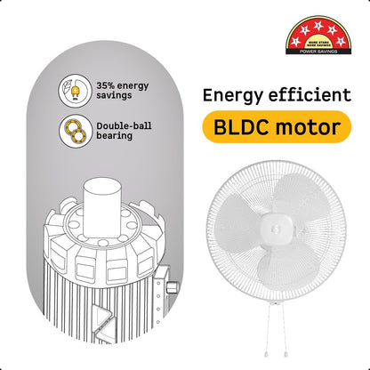 atomberg Renesa 400mm Wall Mount Fan | 5-star rated | Ideal for Home & Office | Silent BLDC Fan | 6 Speeds | 35W | Remote with Oscillation, Timer, Sleep | 2 Years Warranty (Snow White)