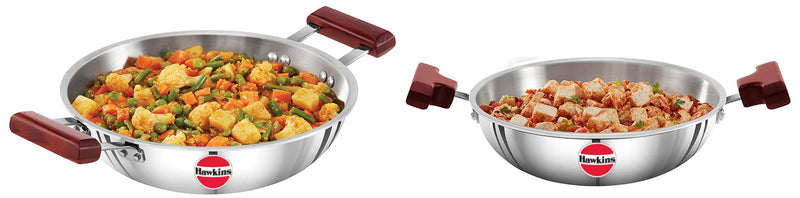 Hawkins 1.5 Litre Deep Fry Pan, Triply Stainless Steel Kadai, Flat Bottom Induction Kadhai, Small Kadai, Silver (SSD15)