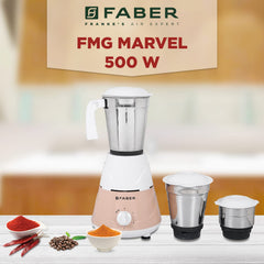 Faber Marvel 500W Blender Mixer Grinder, || low-noise, up to 18000 rpm speed || 1 year comprehensive warranty (FMG MARVE
