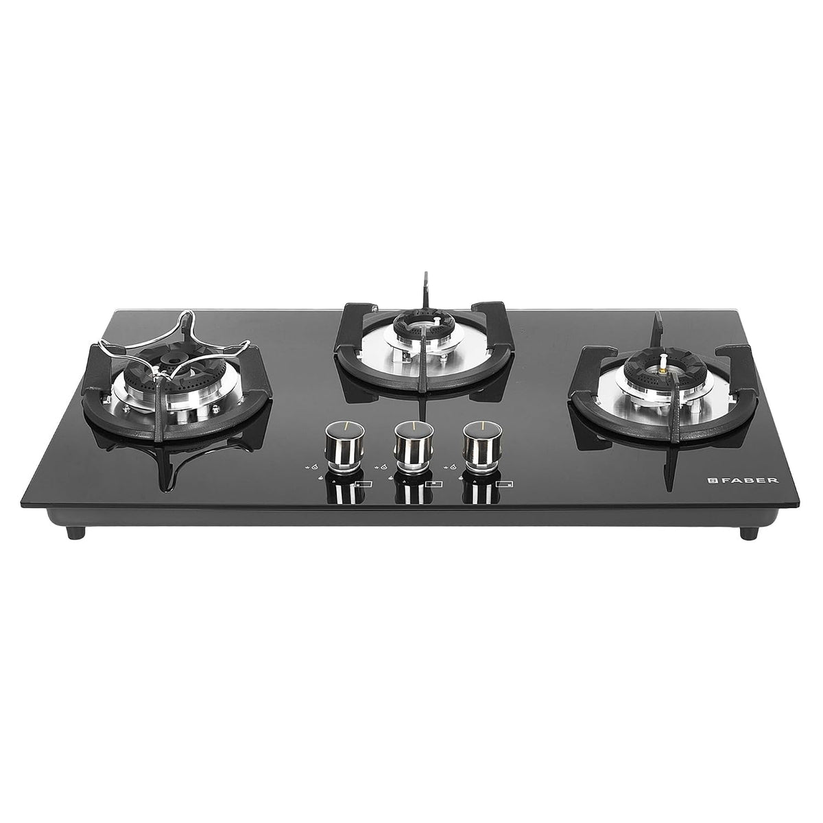 Faber Hob 3 Burner | Auto-Ignition | Spillage Proof | HOB SUPERIA HT903 BR AI N |Metal Knobs | Pan Support |5 Yr Warrant