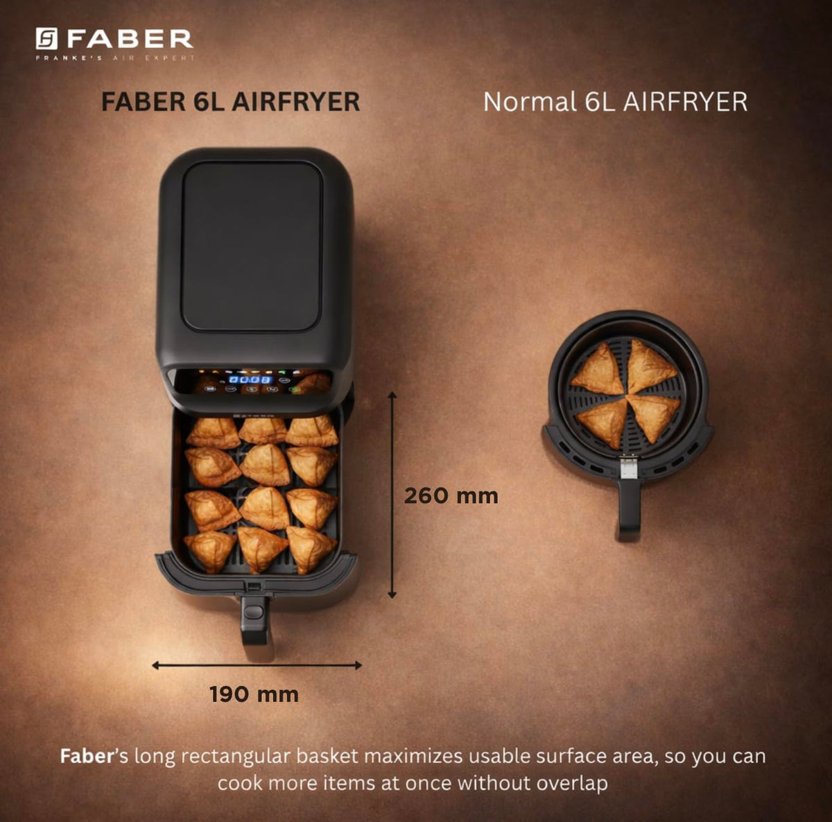 Faber 6L 1500W Digital Air Fryer | Fry, Bake, Roast | 85% Less Oil, 200°C Swirl Heating Technology |8-Preset Menu|View W