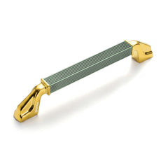 Plantex Aluminium Cabinet Handle/160mm Wardrobe Handle for Home/Cupboard Door Pull-Push Handles for Office - Pack of 1 (Green & Gold)-1