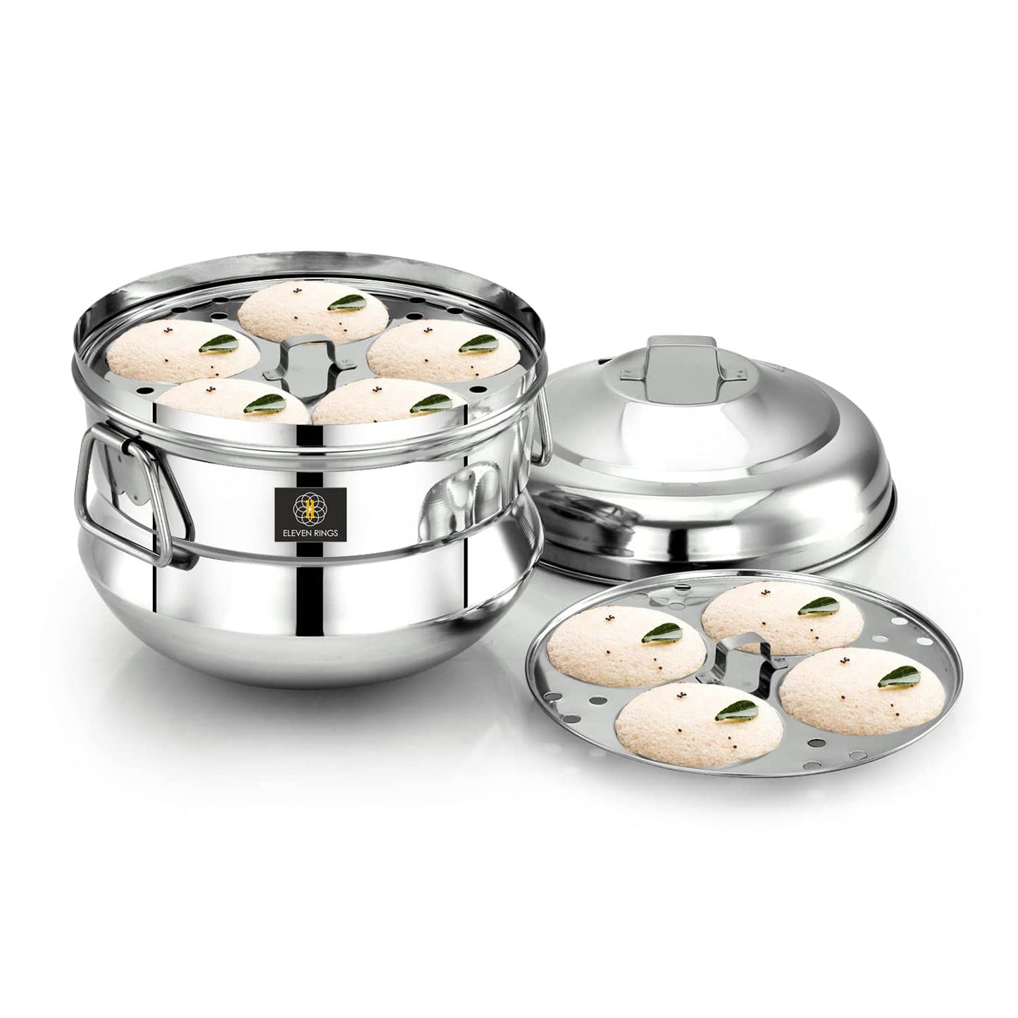 Eleven Rings 4 Plates Stainless Steel Square Idli Stand/Idli Maker Makes 16 Square Idlis at Once. (4 Plate Square Idli)