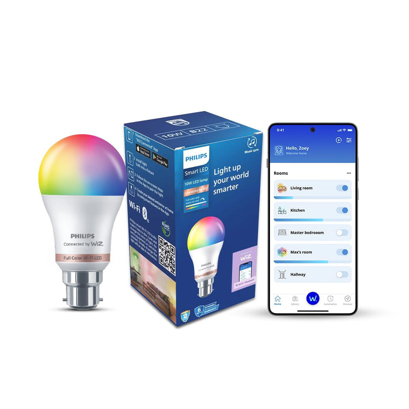 Philips WiZ 10W B22 Wi-Fi & Bluetooth LED Smart Bulb with Music Sync