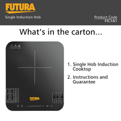 Hawkins Futura Single Induction Hob, 2000-W Cooktop with 20 Power Settings, Precise Time Setting Intervals, Child Lock, Black (FIC1A1)