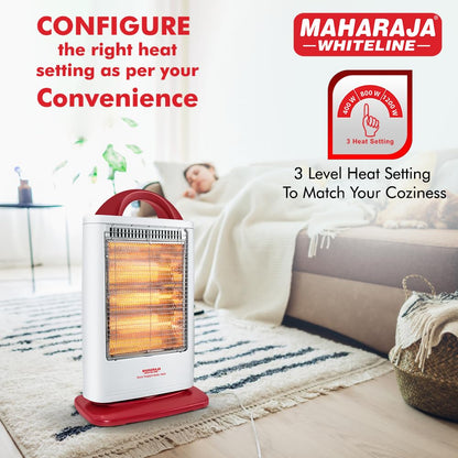 Maharaja Whiteline Lava Neo 1200-Watts Halogen Heater (White and Red)