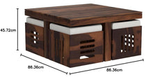 Solid Sheesham Coffee Table 4 Seater with Four Stool for Living Room Center Coffee Table for Bedroom,Cafe, Home