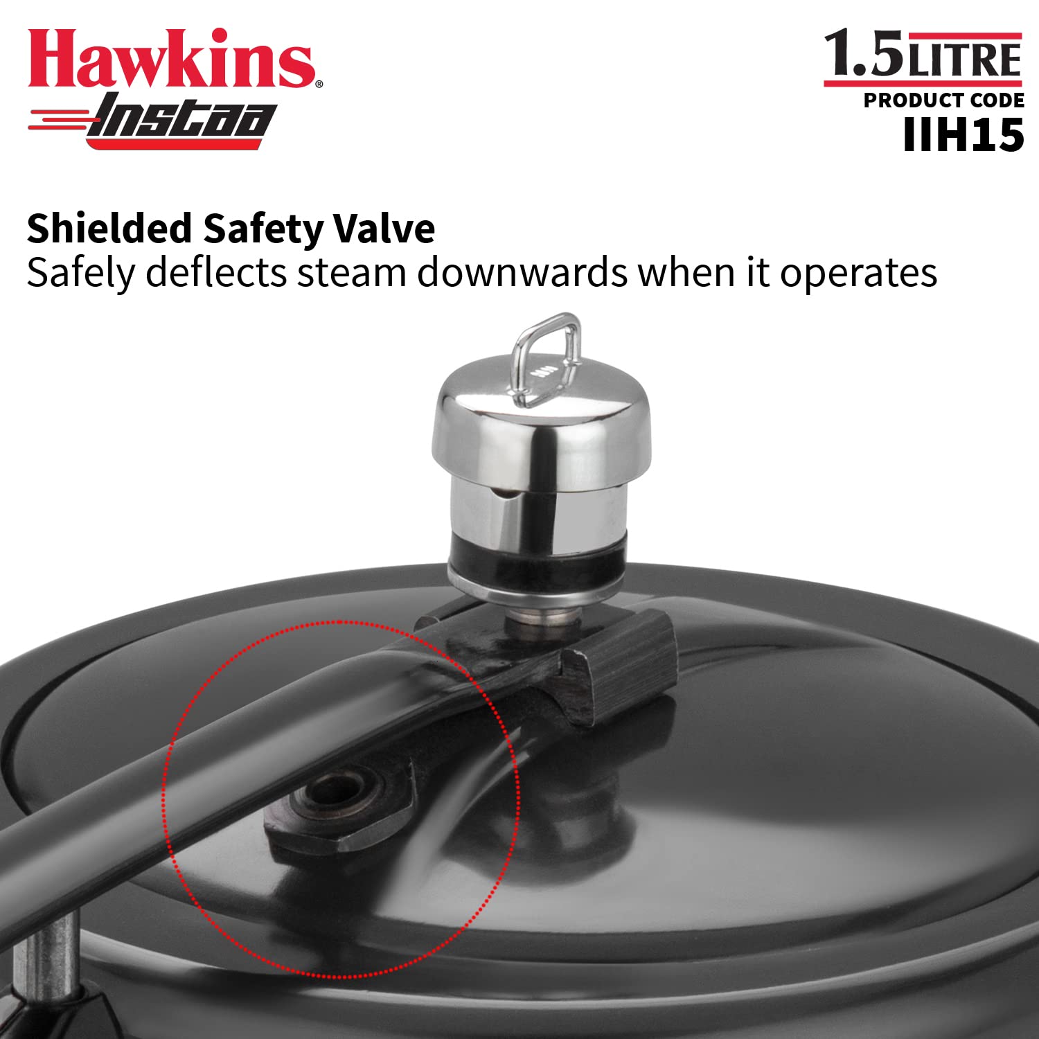 Hawkins 1.5 Litre Instaa Pressure Cooker, Induction Inner Lid Cooker, Tall Body Hard Anodised Baby Cooker, Black (IIH15)