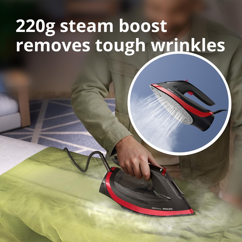 Philips DST6130/40 Steam Iron, Black and Red