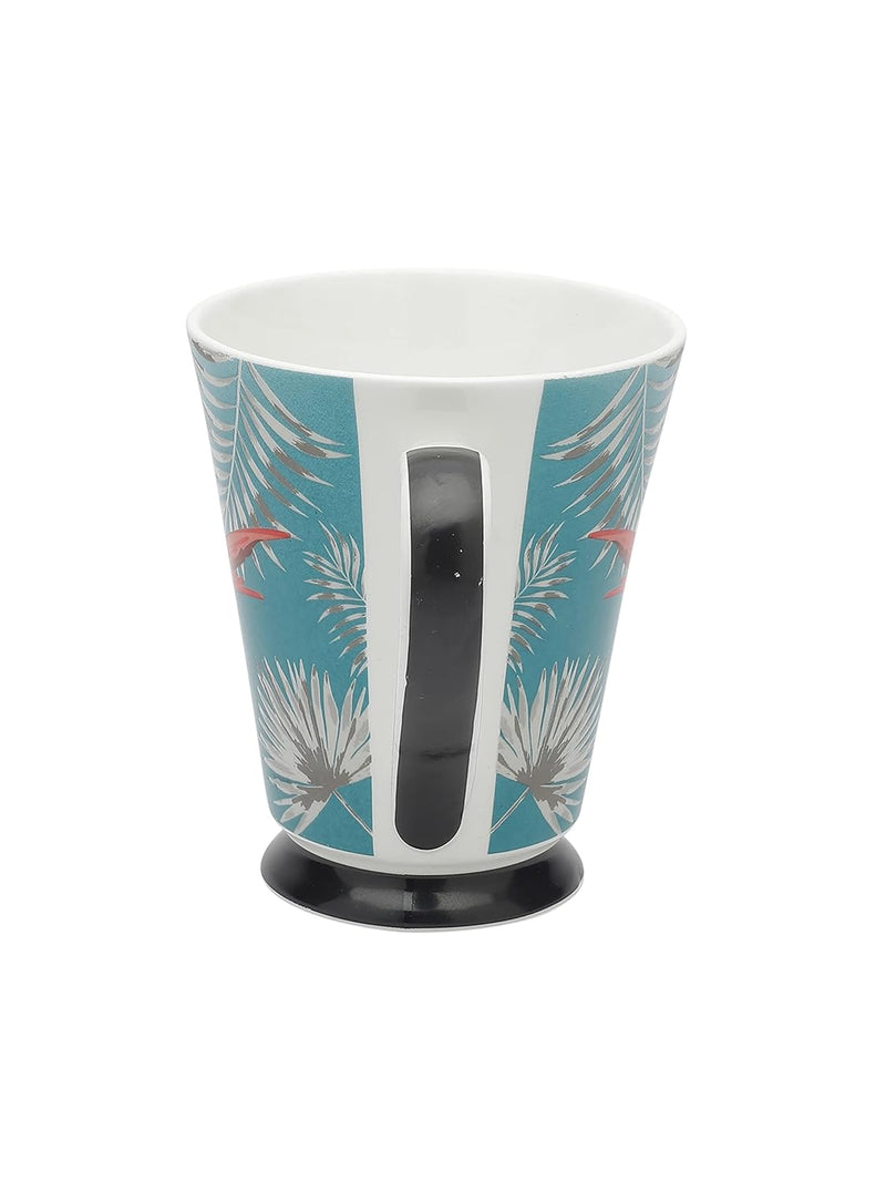 Clay Craft Bute Series Printed Design Ceramic Mug (Blue, Medium, 330ml, CC MM1 BUTE BU408)