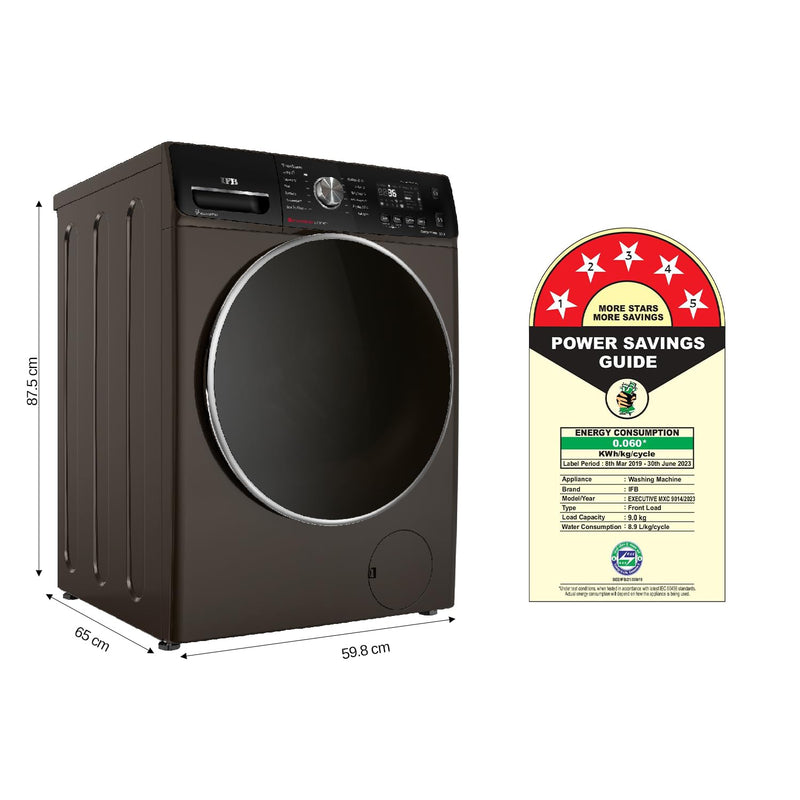 IFB 10 Kg 5 Star AI Eco Inverter Fully Automatic Front Load Washing Machines with Wifi (Executive Plus MXC 1014, Mocha, 