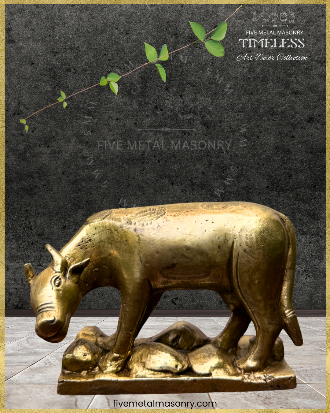 Gauḥ : பசு : Cow Panchaloha Bronze Icon - 4" - Timeless Collection
