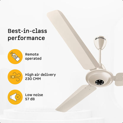 atomberg Efficio Alpha 1200mm India's No.1 BLDC Ceiling Fan with Remote Control | BEE 5 star Rated Energy Efficient Ceiling Fan | High Air Delivery with LED Indicators | 2 Year Warranty| Seasand Ivory