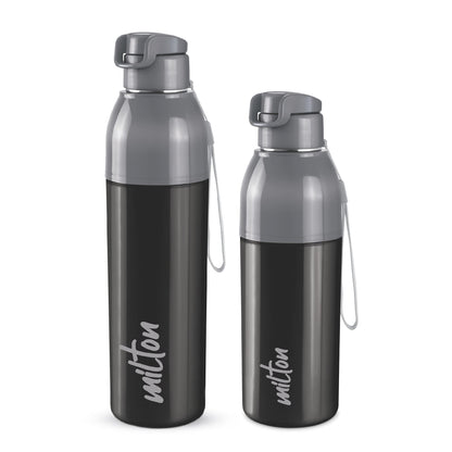 Milton Water Bottle Steel Convey 900 PU Insulated, Inner Stainless Steel Hot & Cold Bottle, 630 ml, Leak Proof, BPA Free, Ideal for Home, Office, Gym, Travelling, Black
