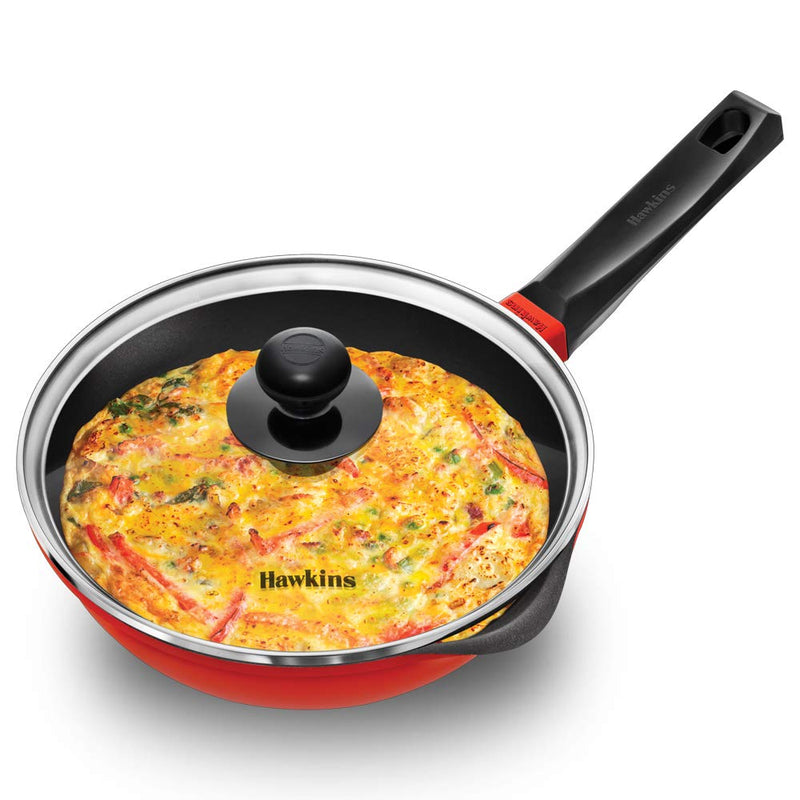 Hawkins 20 cm Frying Pan, Die Cast Non Stick Fry Pan, Ceramic Coated Pan, Induction Fry Pan, Small Frying Pan, Red (IDCF20)
