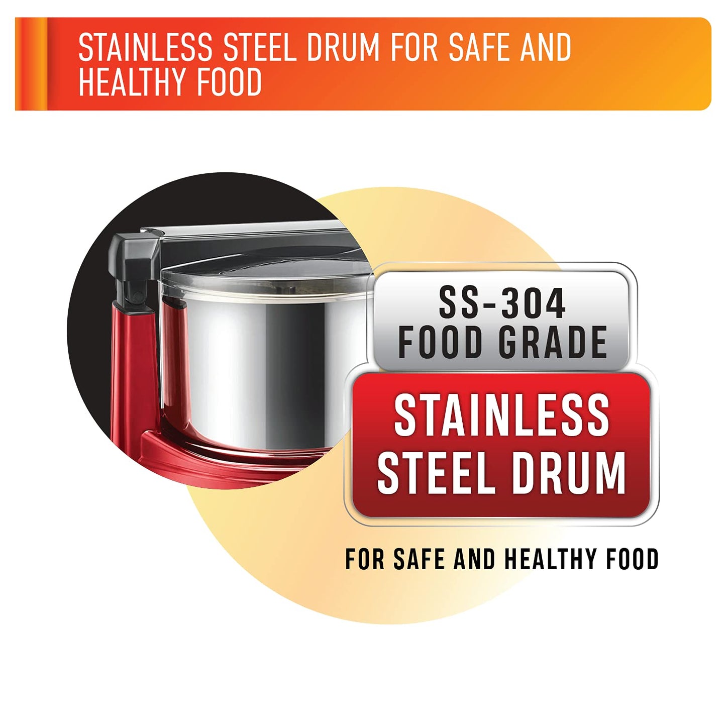 USHA ABS Colossal DLX Wet Grinder 150 W, 2 LTR, 100% Copper Motor and Dual Flow Breakers for Faster, Smooth Batter with Atta Kneader and Coconut Scrapper (Red)