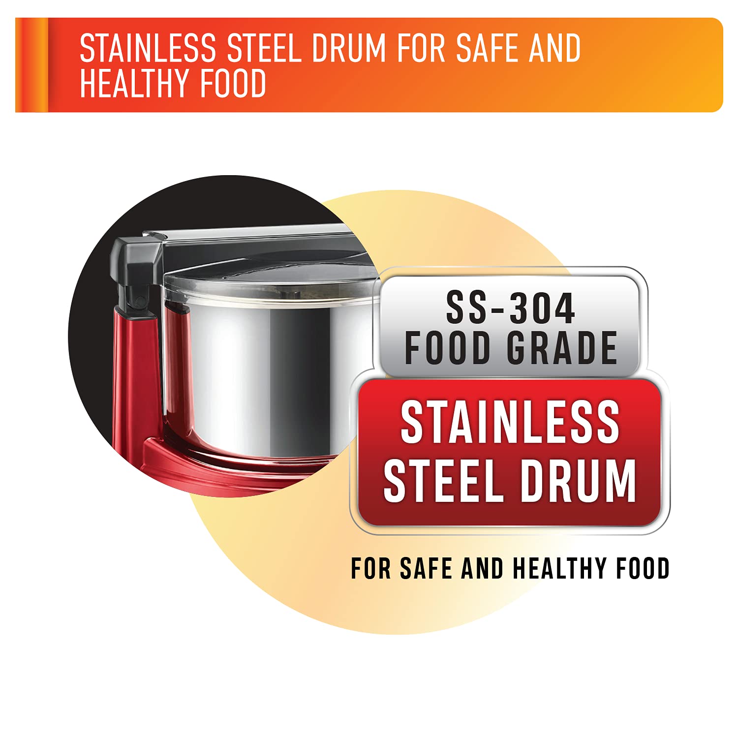 USHA ABS Colossal DLX Wet Grinder 150 W, 2 LTR, 100% Copper Motor and Dual Flow Breakers for Faster, Smooth Batter with Atta Kneader and Coconut Scrapper (Red)