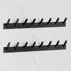 Plantex Wall Hooks for Hanging Cloth/Stainless Steel Towel Hangers/Bathroom Robe Hooks/Door Hangers/Square Wall Hook/Hook Rail for Hanging Keys - 8 Hooks (Pack of 2, PVD Black)-1