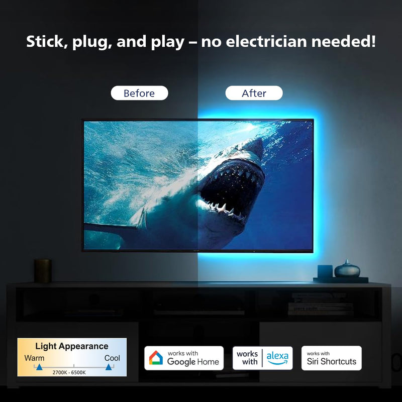 Philips Wi-Fi Smart LED TV Strip Light with Voice Control & Dimmable Feature (multicolor, 929004238401_1)