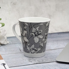 Clay Craft Bute Series Printed Design Ceramic Mug (Blue, Medium, 330ml, CC MM1 BUTE BU408)