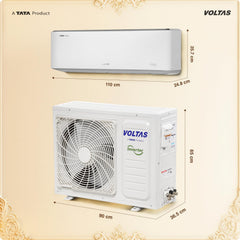 Voltas 1.5 ton 5 Star, New star rated, Inverter Split AC (Copper, Convertible 6-in-1 Cooling Modes, Auto Clean, Sleep Mode with Hidden Display, Memory Restart (185INV VENUS LUXE, White)