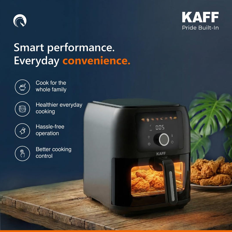 Kaff Digital Air Fryer 8L, 1700W Oil Free Air Fryer for Home, Large Basket with Visible Window, 8 Preset Cooking Modes, 