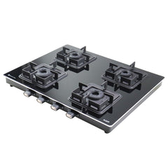 KAFF Gas Stove/Cooktop 4 Burners 63 CM, Black Coated Brass Burners With Auto Electric Ignition, Decorative SS Moulded Strip on All Sides for Edge Protection Black | CTQ634BAI