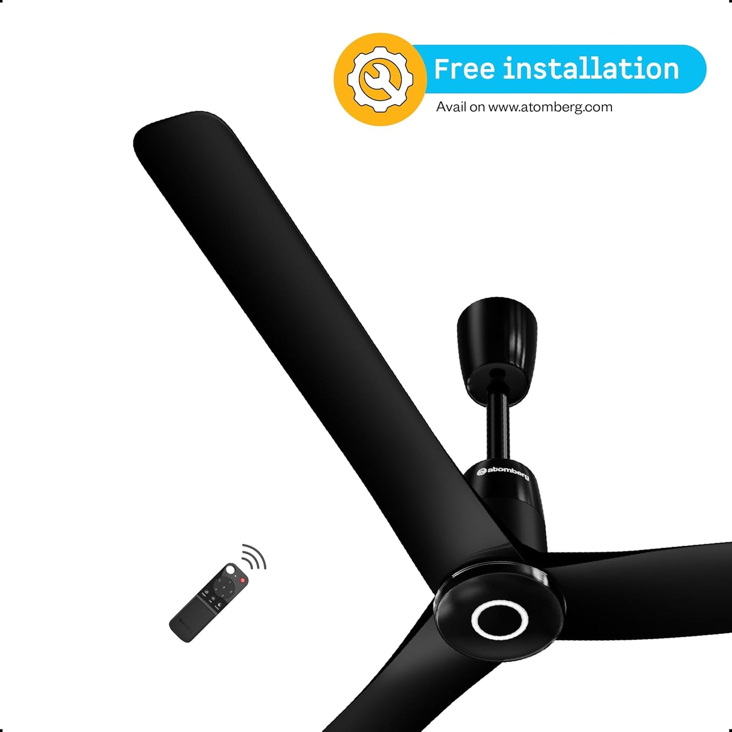 atomberg Aris Contour Smart 1200mm Voice Controlled BLDC Ceiling Fan with Remote |BEE 5 star|Best-in-class Air Flow |Silent Operation| Designer Fan | Free Installation |5 Year Warranty |Midnight Black