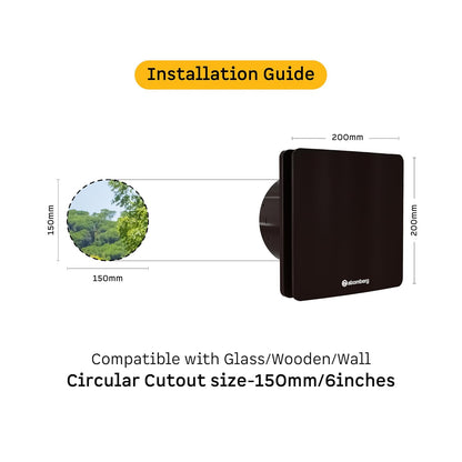 atomberg Studio Exhaust 6 Inches | Suitable for Bathroom, Kitchen | BLDC Motor | Easy to Clean | 2 Year Warranty (Gloss Brown)