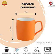 Clay Craft Fine Ceramic Orange Solid Coffee/Tea Mugs Set of 4