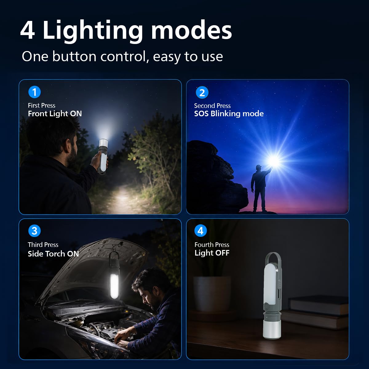 Philips Rayzen Rechargeable LED Torch 3W+6W