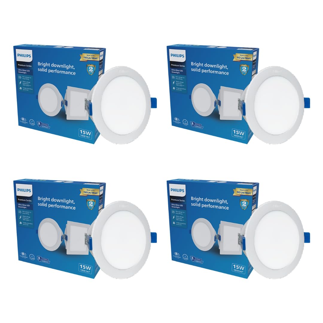Philips 15W Round LED Ceiling Light (Pack of 4)