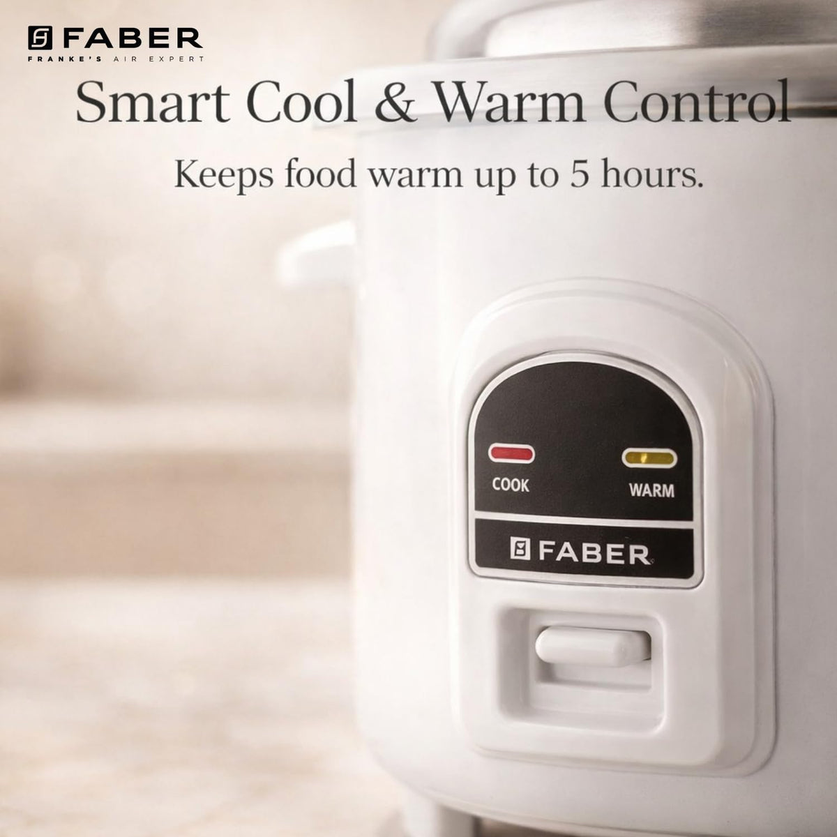 Faber 1.8L Rice Cooker|700watts|2 Stainless Steel Pot|Cool&Warm Mode|Floral White Finish| 2yrs Warranty on Product & 5yr