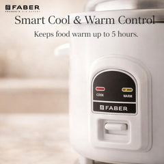 Faber 1.8L Rice Cooker|700watts|2 Stainless Steel Pot|Cool&Warm Mode|Floral White Finish| 2yrs Warranty on Product & 5yr