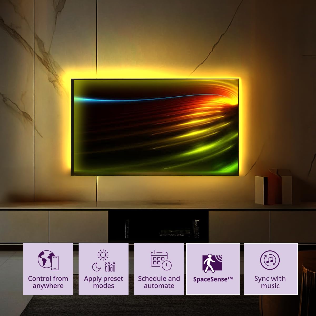 Philips Wi-Fi Smart LED TV Strip Light with Voice Control & Dimmable Feature (multicolor, 929004238501_1)