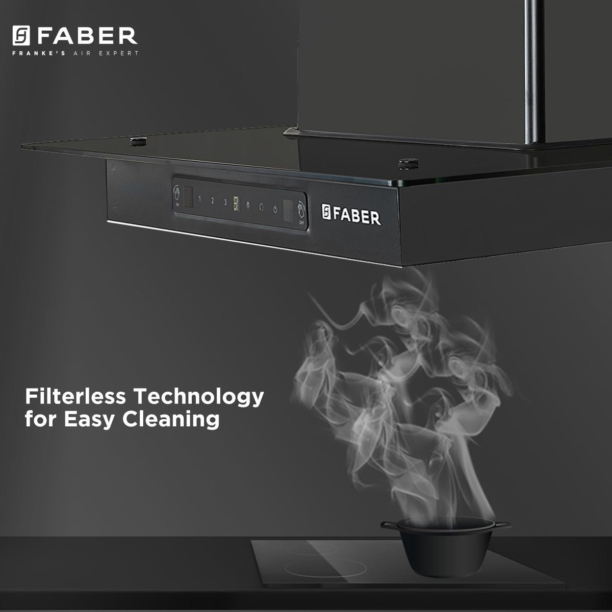Faber 60cm 1200 m3/hr, Autoclean Chimney||Filterless|| 8Yr on Motor, 2Yr Comprehensive Warranty||Italian design - Made i