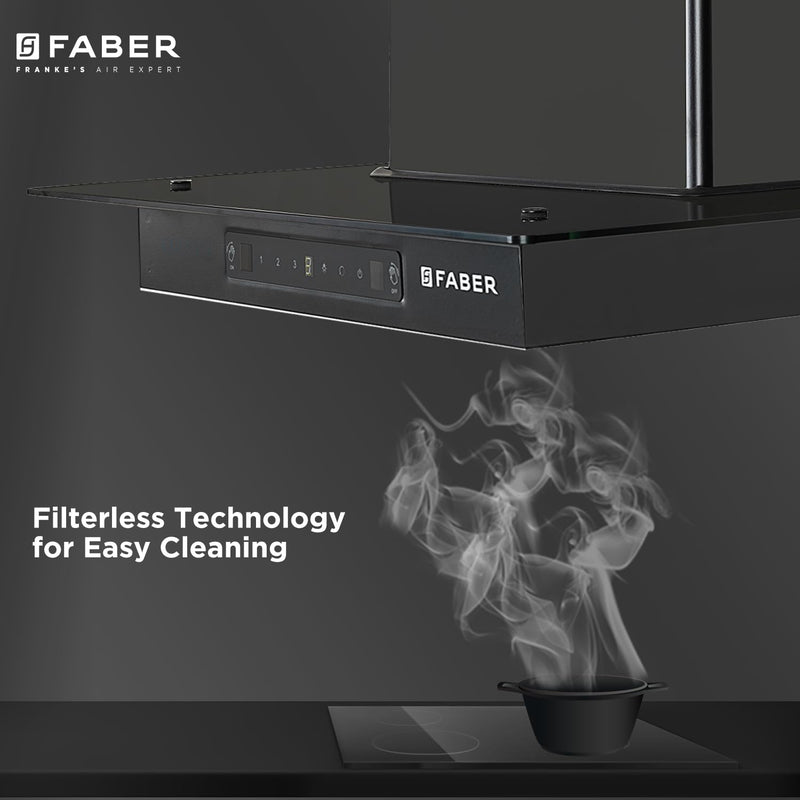 Faber 60cm 1200 m3/hr, Autoclean Chimney||Filterless|| 8Yr on Motor, 2Yr Comprehensive Warranty||Italian design - Made i