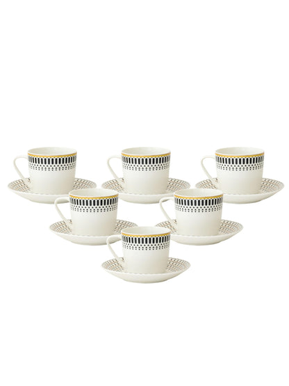 Clay Craft Fine Ceramic Printed Tea/Coffee Cup and Saucer Set of 12 (6 Cups + 6 Saucers) - 180 ml Each (Pink)